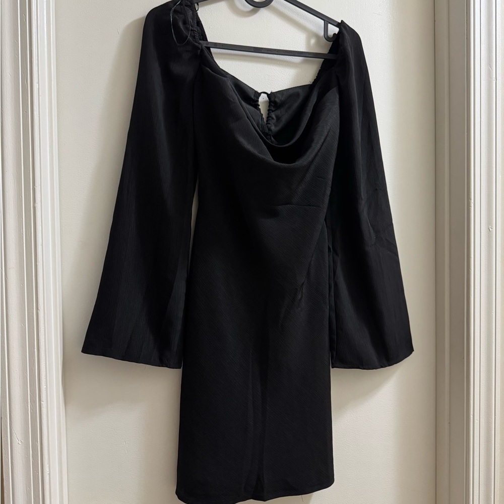 Fashion Nova: Black Sheath Dress with Bell Sleeves
